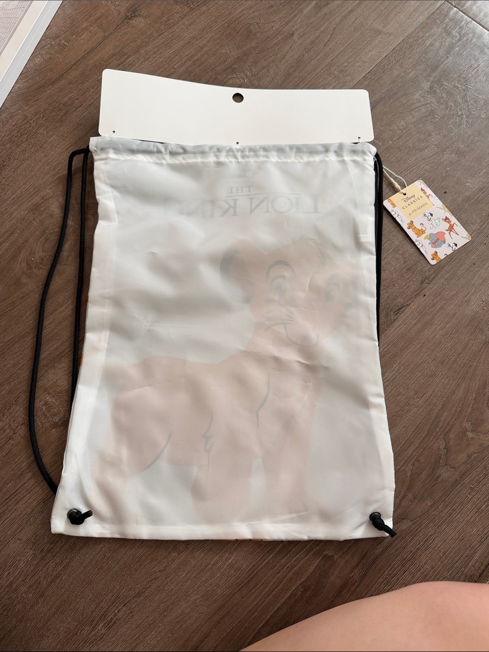 NWT Disney Lion King Kids White & Orange Simba Drawstring Bag with Black Cords - Picture 2 of 4